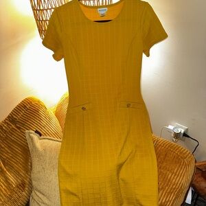 Banana Republic Mustard Textured Midi Dress